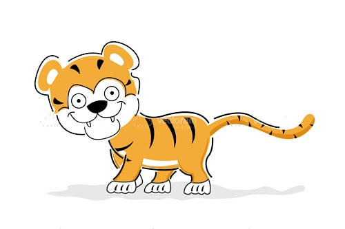 Smiling Tiger in Cartoon Style